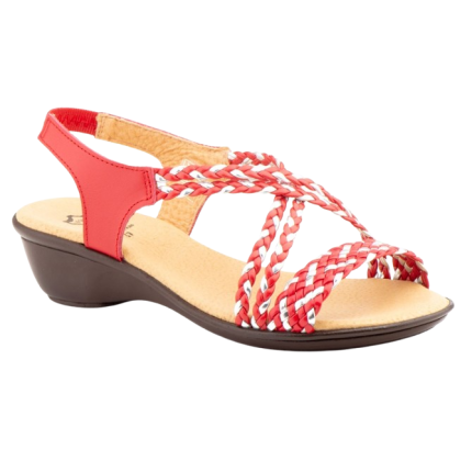 Sandalias de tiras trenzadas con cuña, color rojo