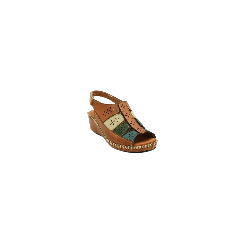 48 horas 4004 marrón - Sandalias con cuña con piezas de piel