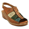 48 horas 4004 marrón - Sandalias con cuña con piezas de piel