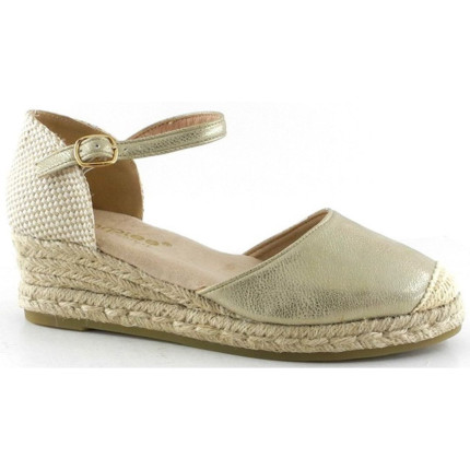 AMARPIES 26841 PLATINO - Sandalias con pequeña cuña de yute de 3 cuerdas en antelina con pulsera al tobillo