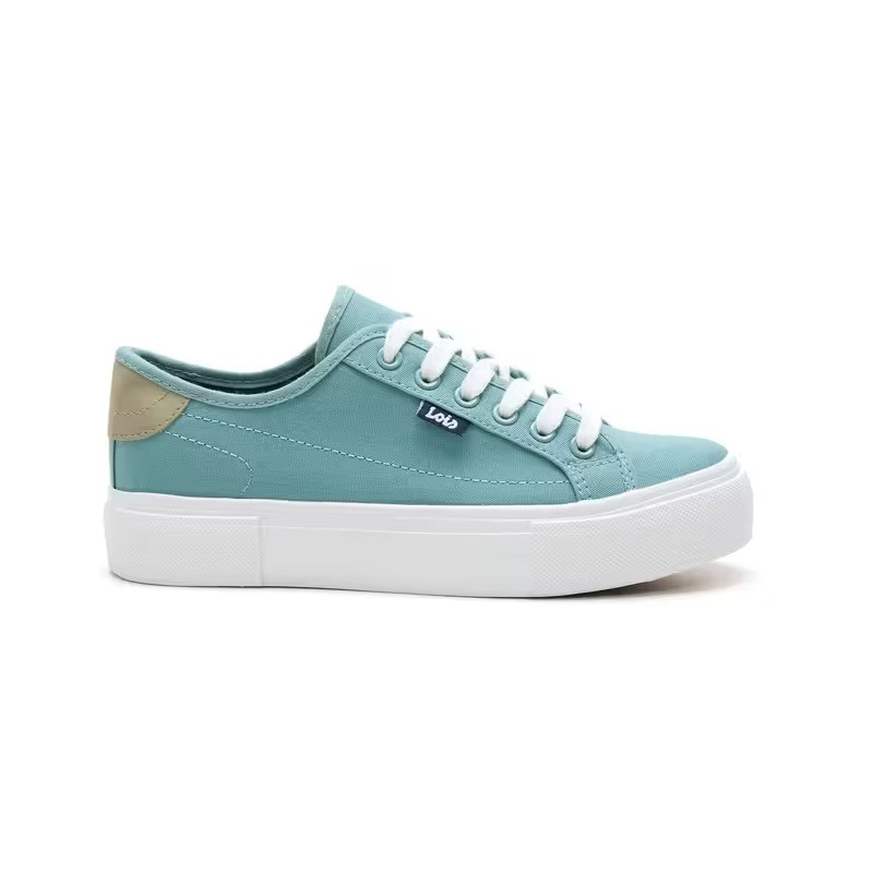 LOIS 61392 verde - Zapatillas de cordones en lona para mujer