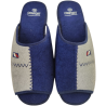 Zapatillas de estar en casa de verano para hombre en rizo, pala combinada gris y marino
