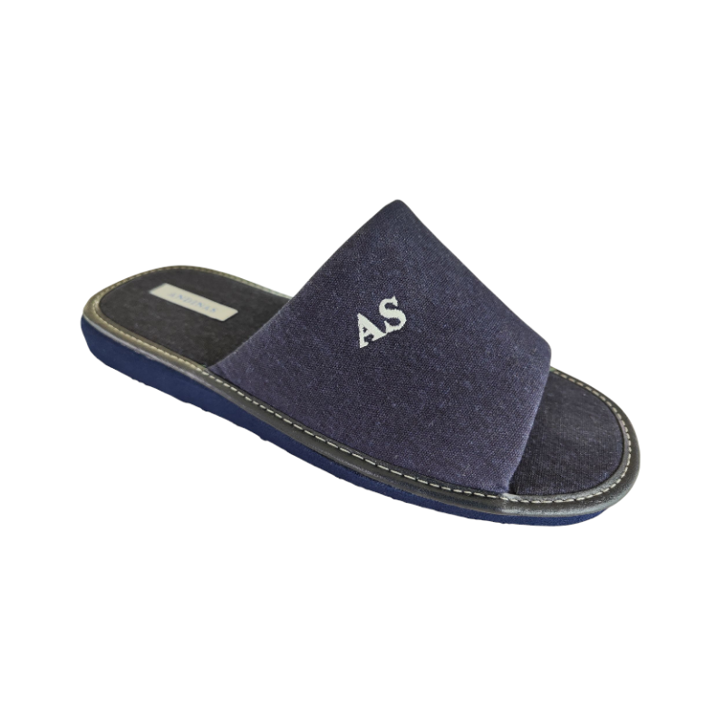 Zapatillas de casa para hombre de verano en tela azul tejano máxima calidad
