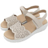PLUMAFLEX 14726 BEIGE - Sandalias con cuña y cierre de velcro