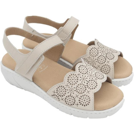 PLUMAFLEX 14726 BEIGE - Sandalias con cuña y cierre de velcro