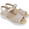 PLUMAFLEX 14726 BEIGE - Sandalias con cuña y cierre de velcro