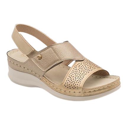 MYSOFT 017 BRONCE - Sandalias de piel metalizada con plantillas anatómicas