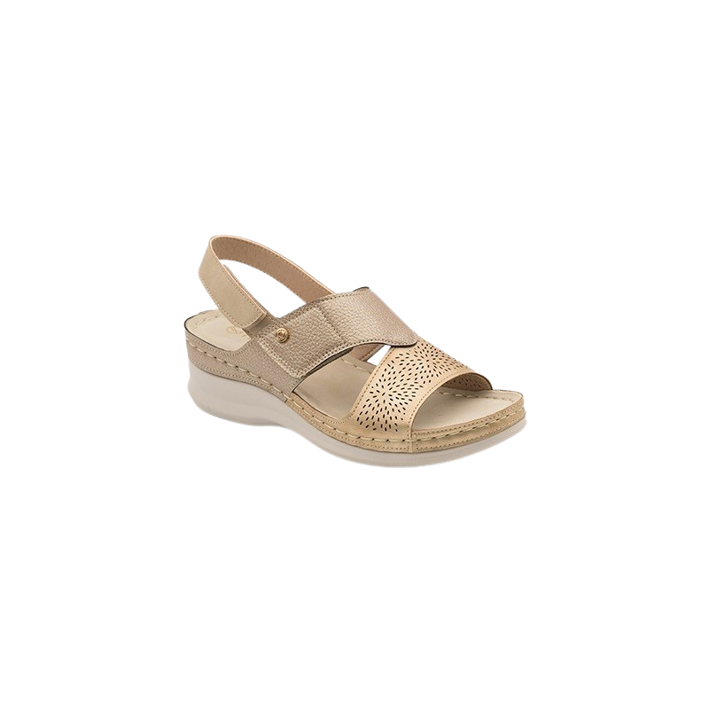 MYSOFT 017 BRONCE - Sandalias de piel metalizada con plantillas anatómicas