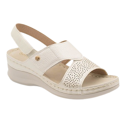 MYSOFT 017 PERLA - Sandalias de piel metalizada con plantillas anatómicas
