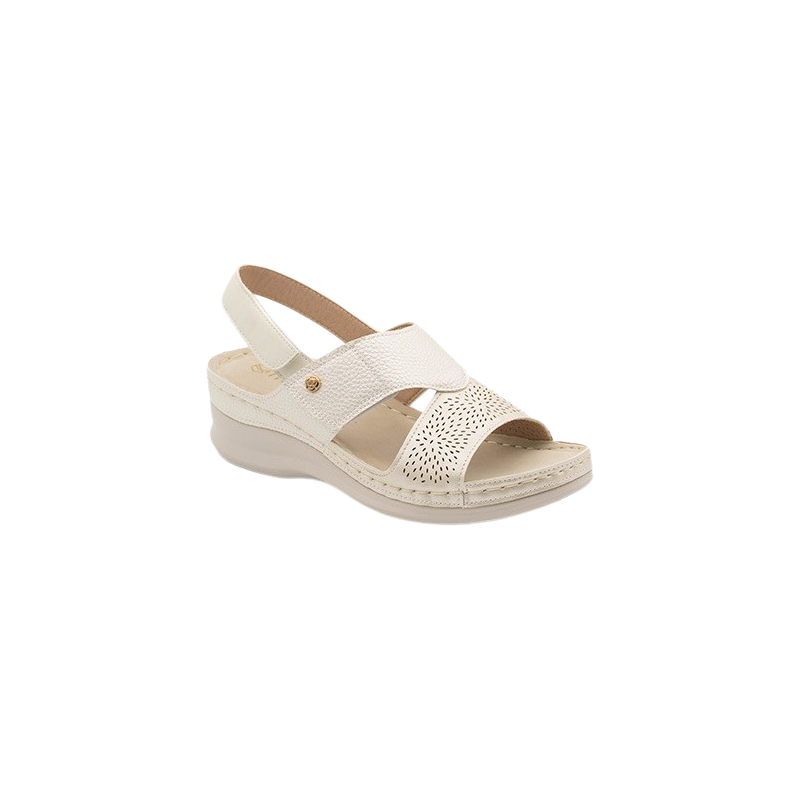 MYSOFT 017 PERLA - Sandalias de piel metalizada con plantillas anatómicas