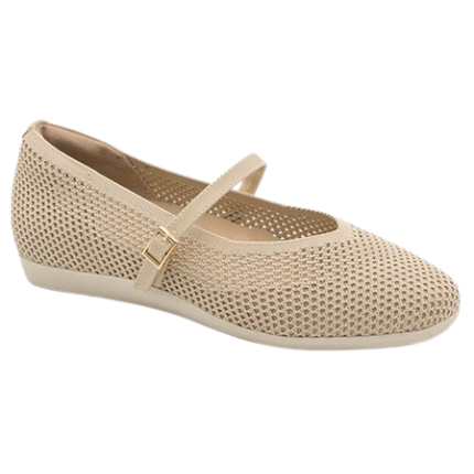 MYSOFT 082 BEIGE - Merceditas plana con tela de rejilla