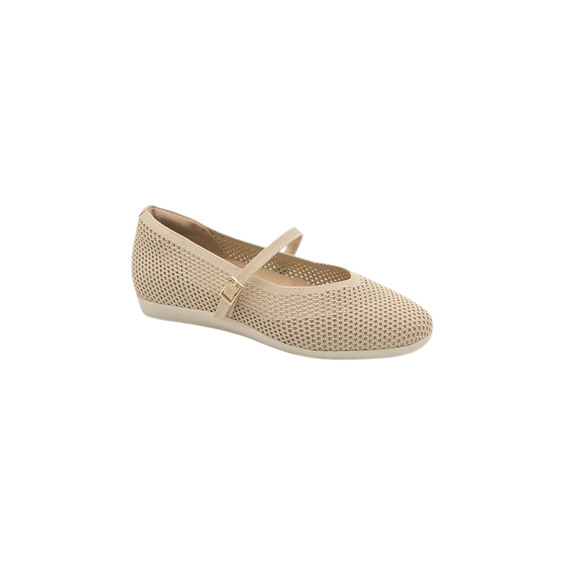 MYSOFT 082 BEIGE - Merceditas plana con tela de rejilla