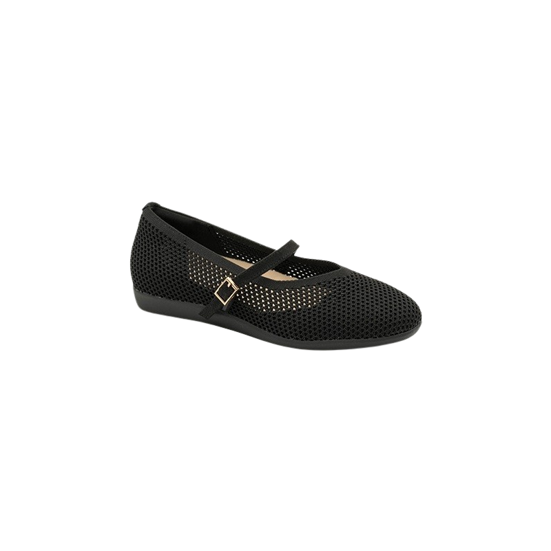 MYSOFT 082 negro - Merceditas plana con tela de rejilla