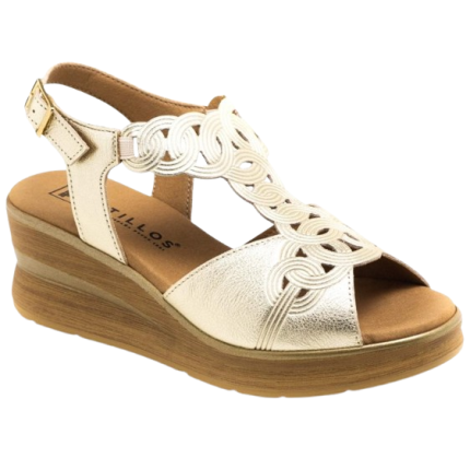 PITILLOS 10350 oro - Sandalias anatómicas de velcro