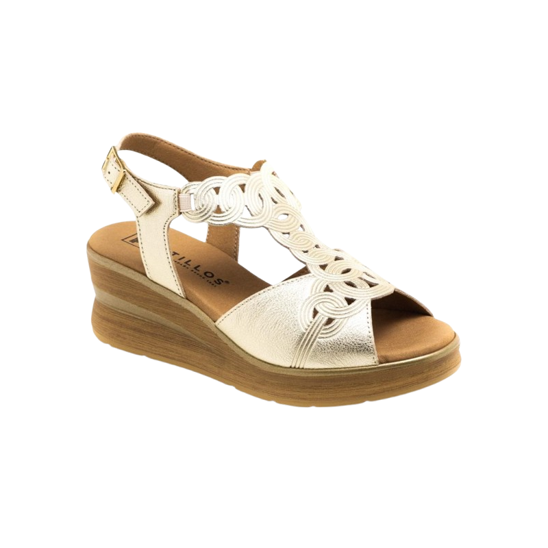 PITILLOS 10350 oro - Sandalias anatómicas de velcro