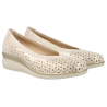 PITILLOS 10370 ORO - Zapatos asandaliado de piel con cuña