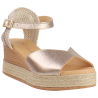Pitillos 10592 oro - Sandalias de cuña de piel metalizada