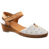 ERASE 383-176 blanco - Zapatos de piel con cuña y puntera cerrada y cierre de velcro