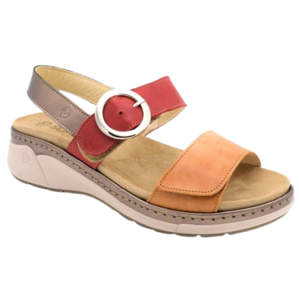Suave 3314 rojo - Sandalias de piel con hebilla metálica y plantilla extraíbles