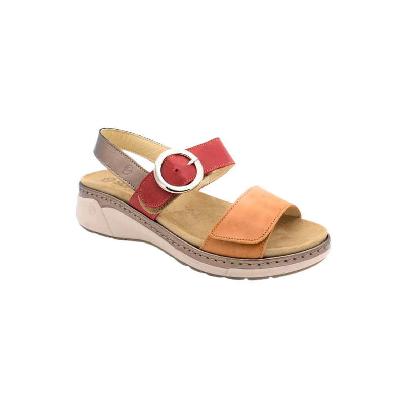 Suave 3314 rojo - Sandalias de piel con hebilla metálica y plantilla extraíbles