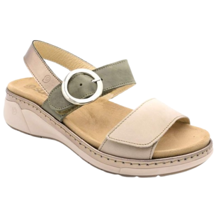 Suave 3314 verde - Sandalias de piel con hebilla metálica y plantilla extraíbles