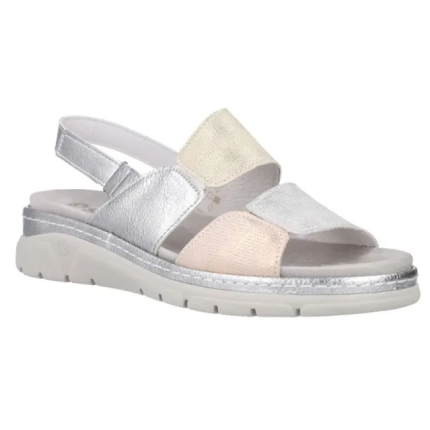 Suave 3360 plata - Sandalias de piel con elasticos y plantilla extraíbles