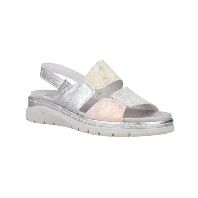 Suave 3360 plata - Sandalias de piel con elasticos y plantilla extraíbles