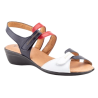 Sandalias de cuña con dos pequeños velcros en rojo, marino y blanco