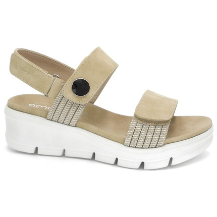 AMARPIES 23505 beige - Sandalias con velcro y elásticos