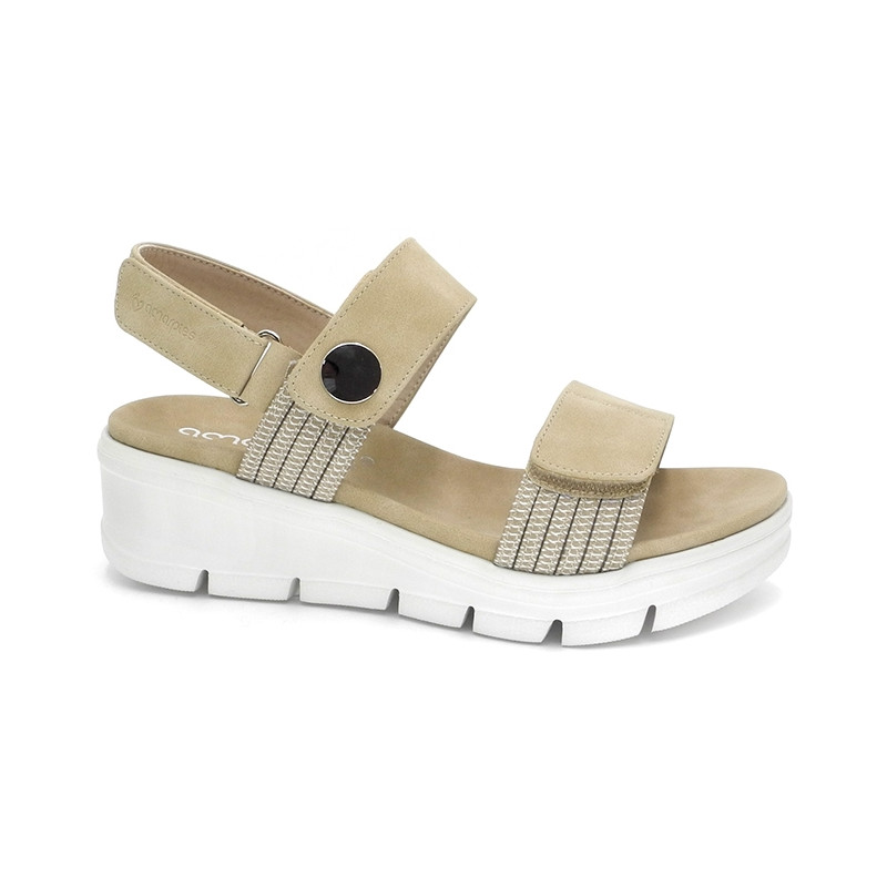 AMARPIES 23505 beige - Sandalias con velcro y elásticos