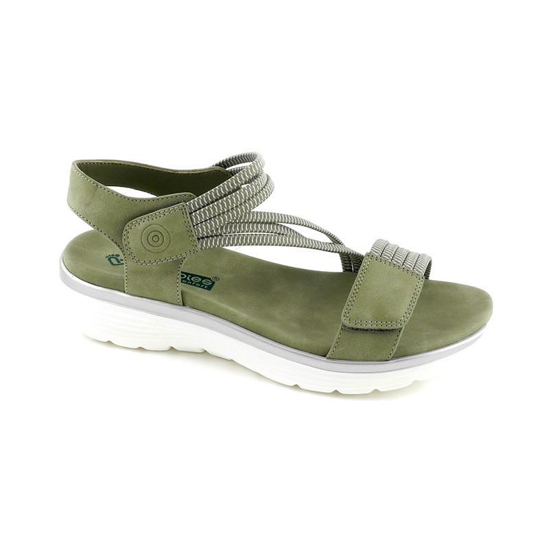 AMARPIES 26591 verde - Sandalia anatómica con cierre de velcro y tiras elásticas