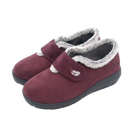 Plumaflex 14117 color burdeos - Zapatillas de casa para mujer con cierre de velcro, cuña de goma y plantillas de gel