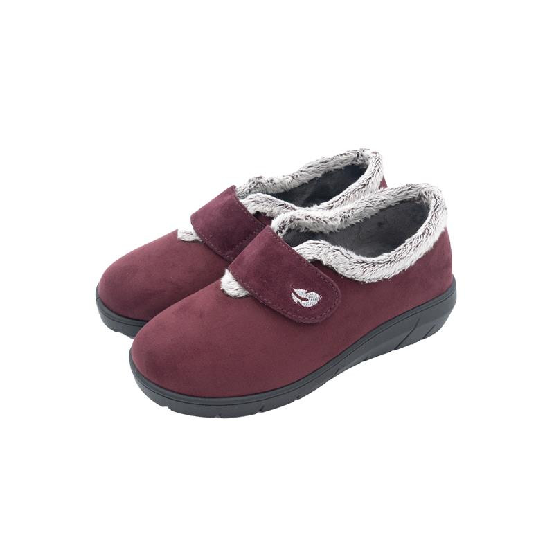 Plumaflex 14117 color burdeos - Zapatillas de casa para mujer con cierre de velcro, cuña de goma y plantillas de gel