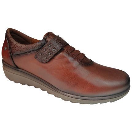 Giorda 27941 cuero - Zapatos de piel con cuña de goma con elasticos y velcro