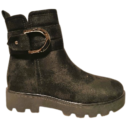 AMARPIES 27215 negro - Botines de antelina y adorno de hebilla