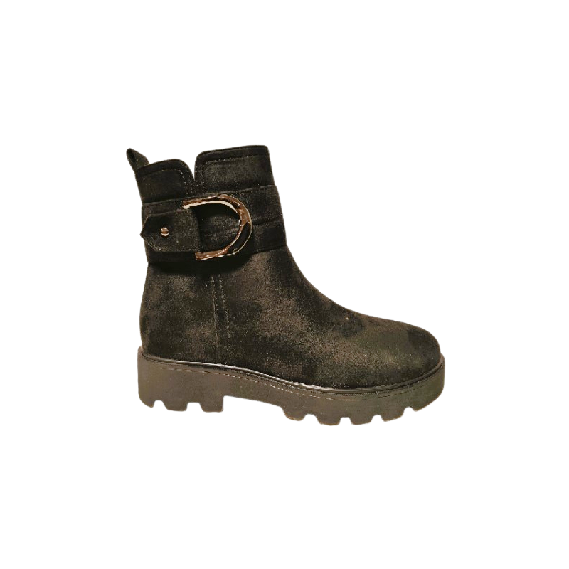 AMARPIES 27215 negro - Botines de antelina y adorno de hebilla