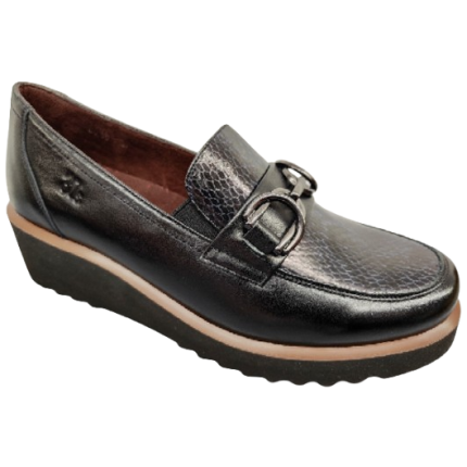 Treintas 4230 negro - Mocasines de piel con adorno metálico