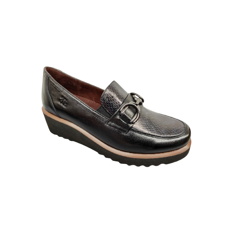 Treintas 4230 negro - Mocasines de piel con adorno metálico