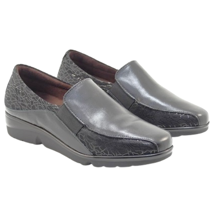 Pitillos 10000 negro - Mocasines de piel con elásticos laterales