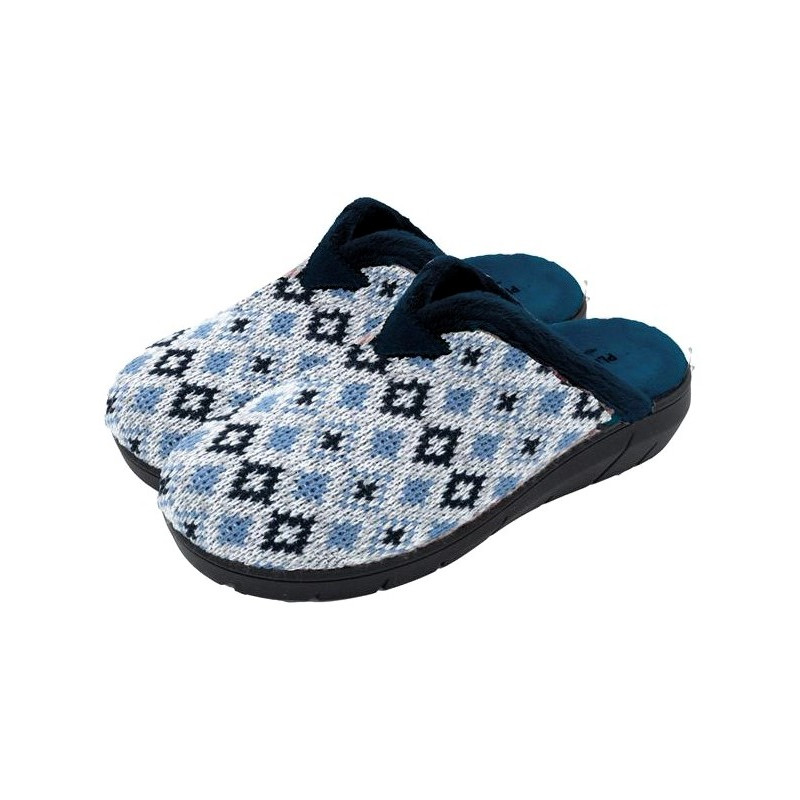 Plumaflex 14230 azul - Zapatillas de casa para mujer con cuña y tejido de lana Plumaflex 14230 azul - Zapatillas de casa para mujer con cuña y tejido de lana