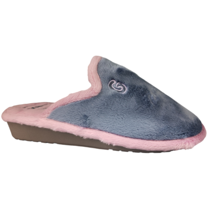 Zapatillas de casa para mujer sin talón y un poco de cuña en colores rosa y azafata combinados