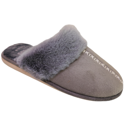 Zapatillas de casa para mujer destalonadas en paño gris