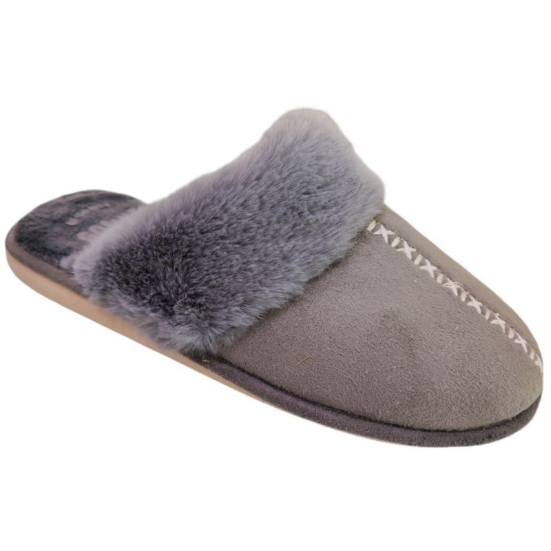 Zapatillas de casa para mujer destalonadas en paño gris Zapatillas de casa para mujer destalonadas en paño gris