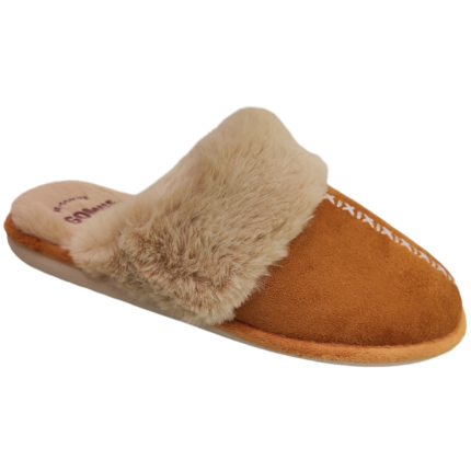 Zapatillas de casa para mujer destalonadas en paño camel