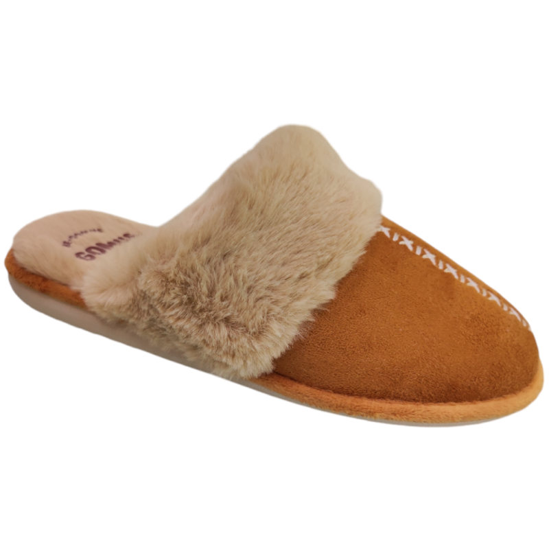 Zapatillas de casa para mujer destalonadas en paño camel Zapatillas de casa para mujer destalonadas en paño camel