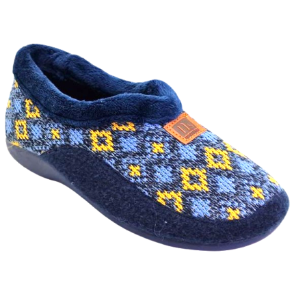 Norteñas 35-323 azul - Zapatillas de estar en casa cerradas de mujer fabricadas en lana