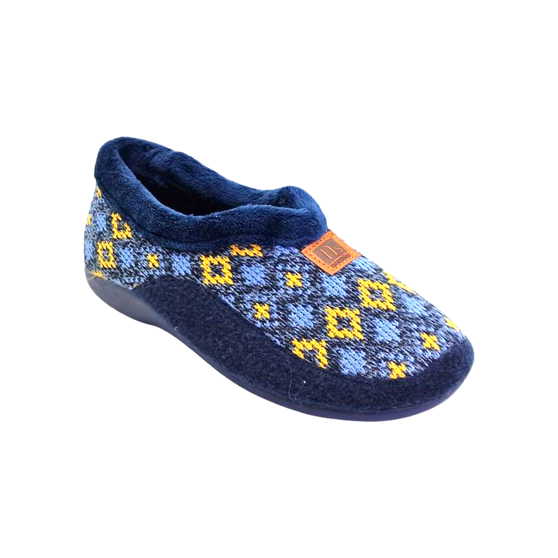 Norteñas 35-323 azul - Zapatillas de estar en casa cerradas de mujer fabricadas en lana