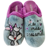 Zapatillas de casa con bordado divertido en azul claro