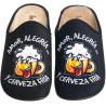 Zapatillas de casa en negro para hombre con dibujo de cerveza