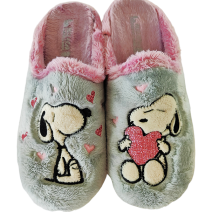 Zapatillas de casa para mujer con plantilla extraíble y bordado de perrito en rosa y azul celeste